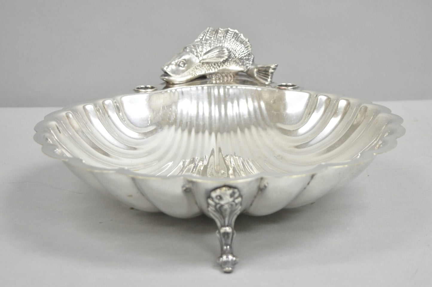Vintage English Regency Sheffield Silver Plated Fish Clam Shell Serving Platter
