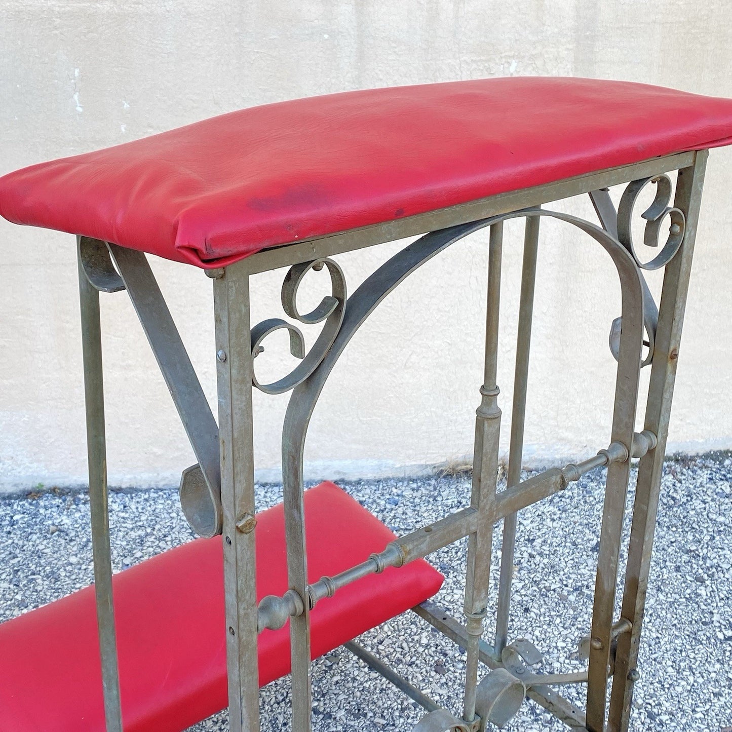 Antique Spanish Gothic Wrought Iron Kneeler Prie Dieu Prayer Benches - a Pair