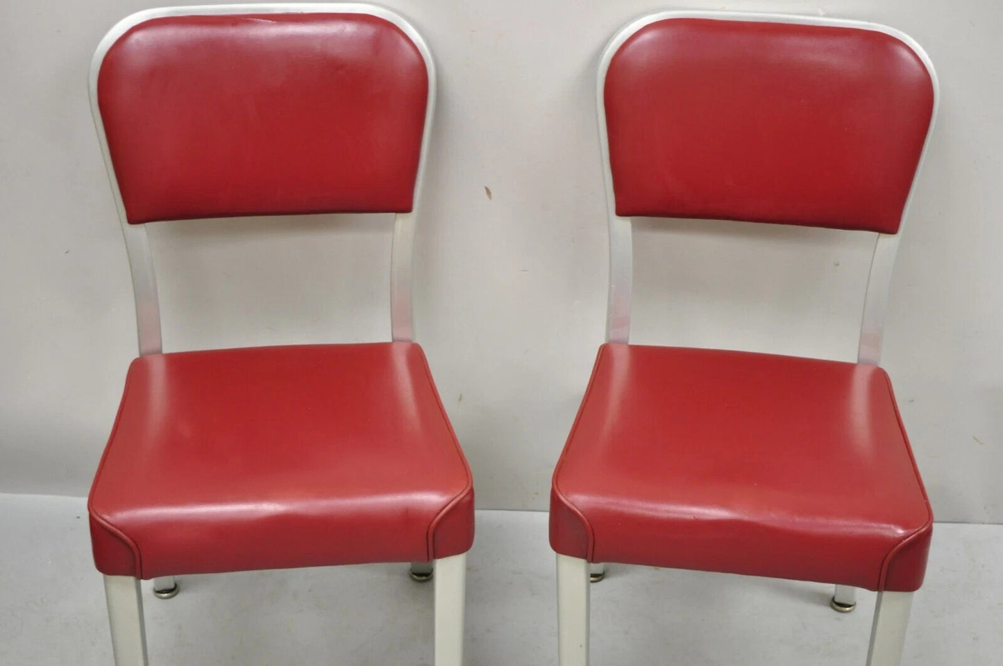 Vintage General Fireproofing GoodForm Aluminum Red Vinyl Side Chairs - a Pair
