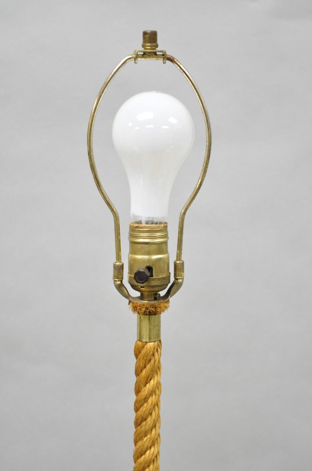 Vintage French Mid Century Modern Audoux Minet Style Coil Lasso Rope Floor Lamp