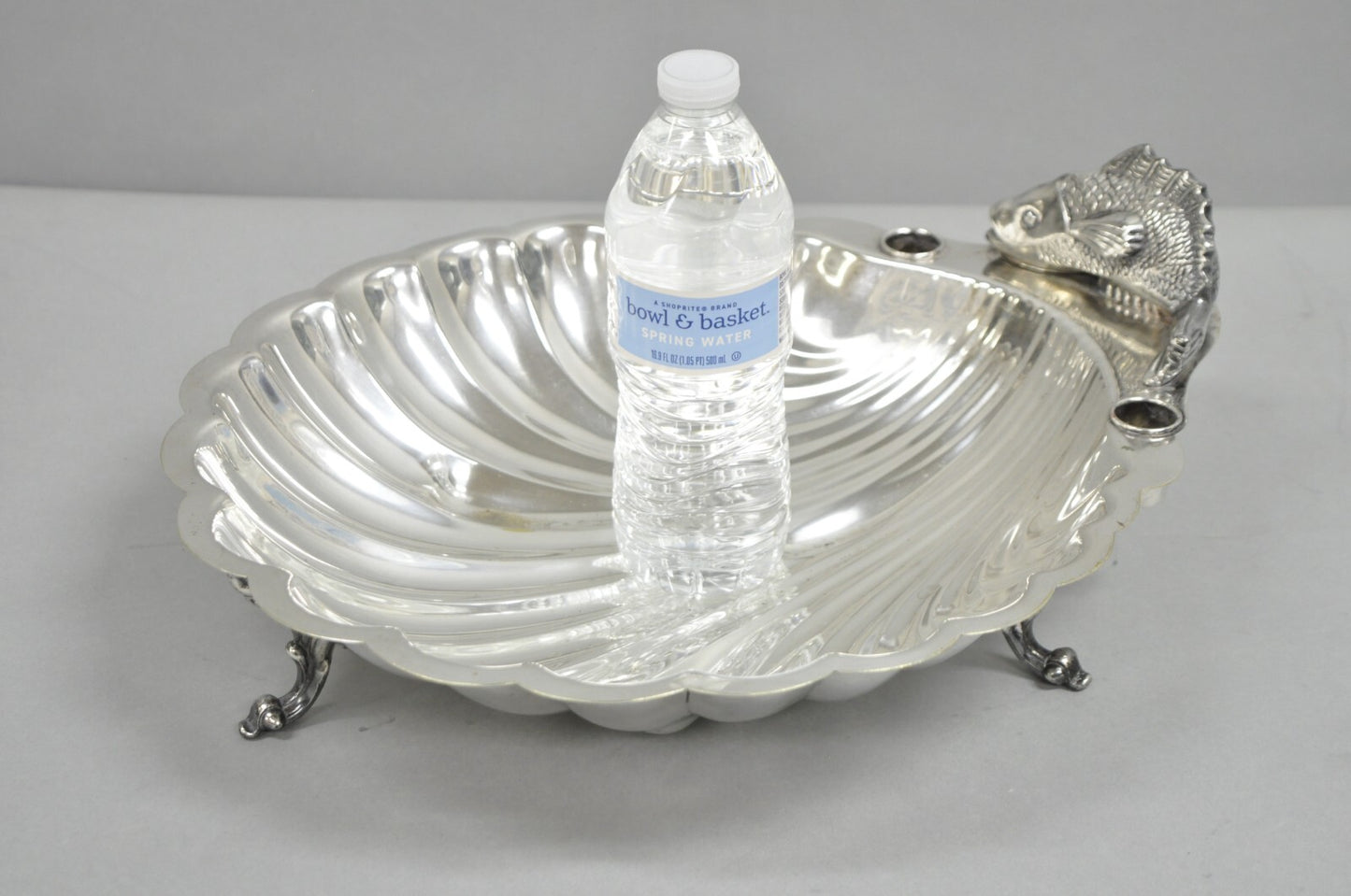 Vintage English Regency Sheffield Silver Plated Fish Clam Shell Serving Platter