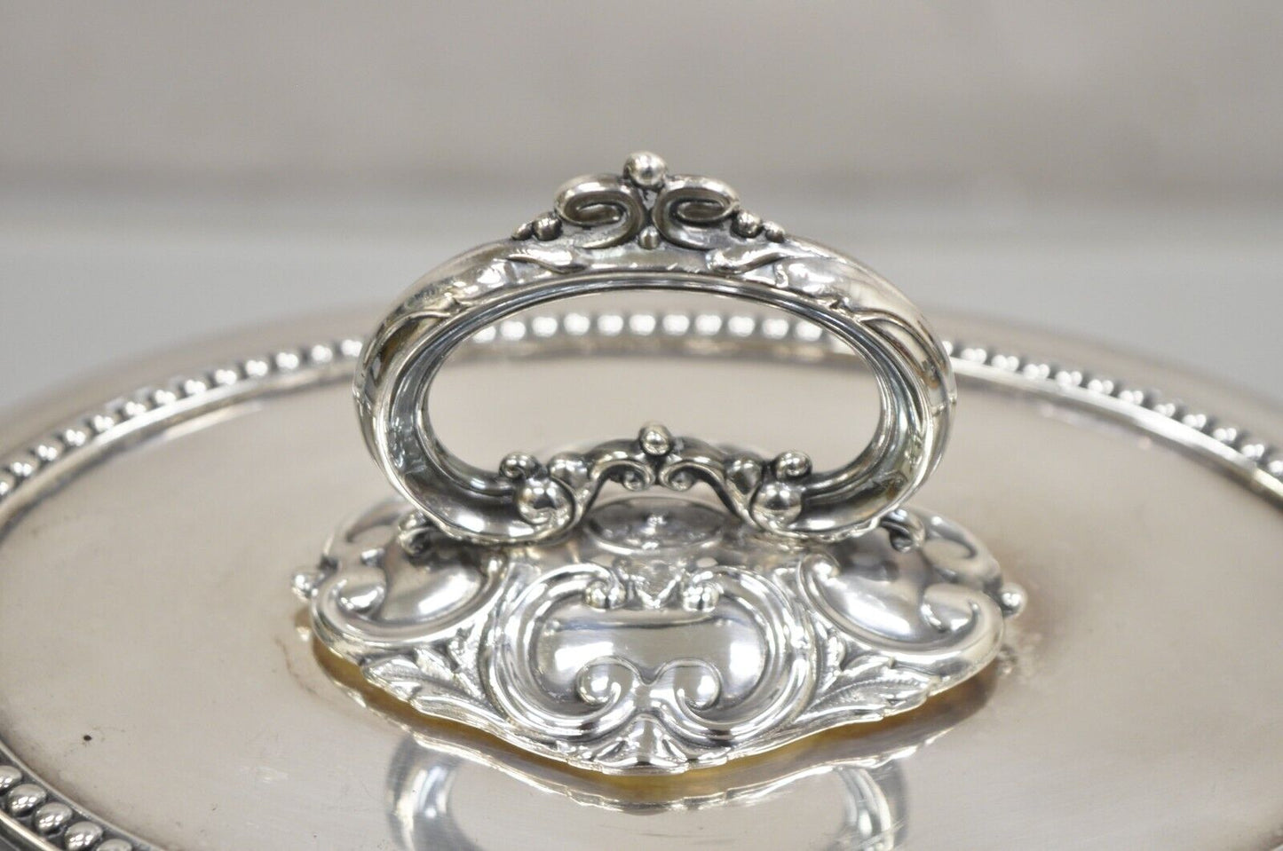 Antique English Victorian Scrollwork Engraved Covered Vegetable Serving Dish