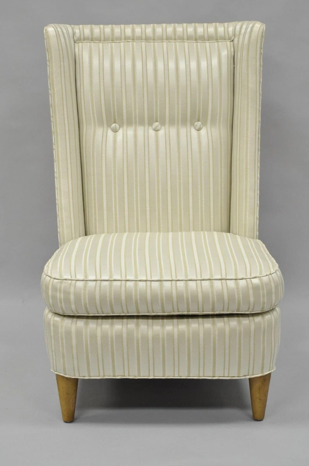 Paul Laszlo Mid Century Modern Upholstered Barrel Wing Back Slipper Lounge Chair