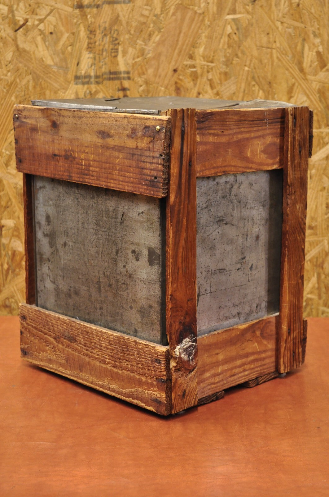 Antique J.O. & G.N. Rowe Co Oneonta, NY Yellow Tin Coffee Hopper Store Spice Bin