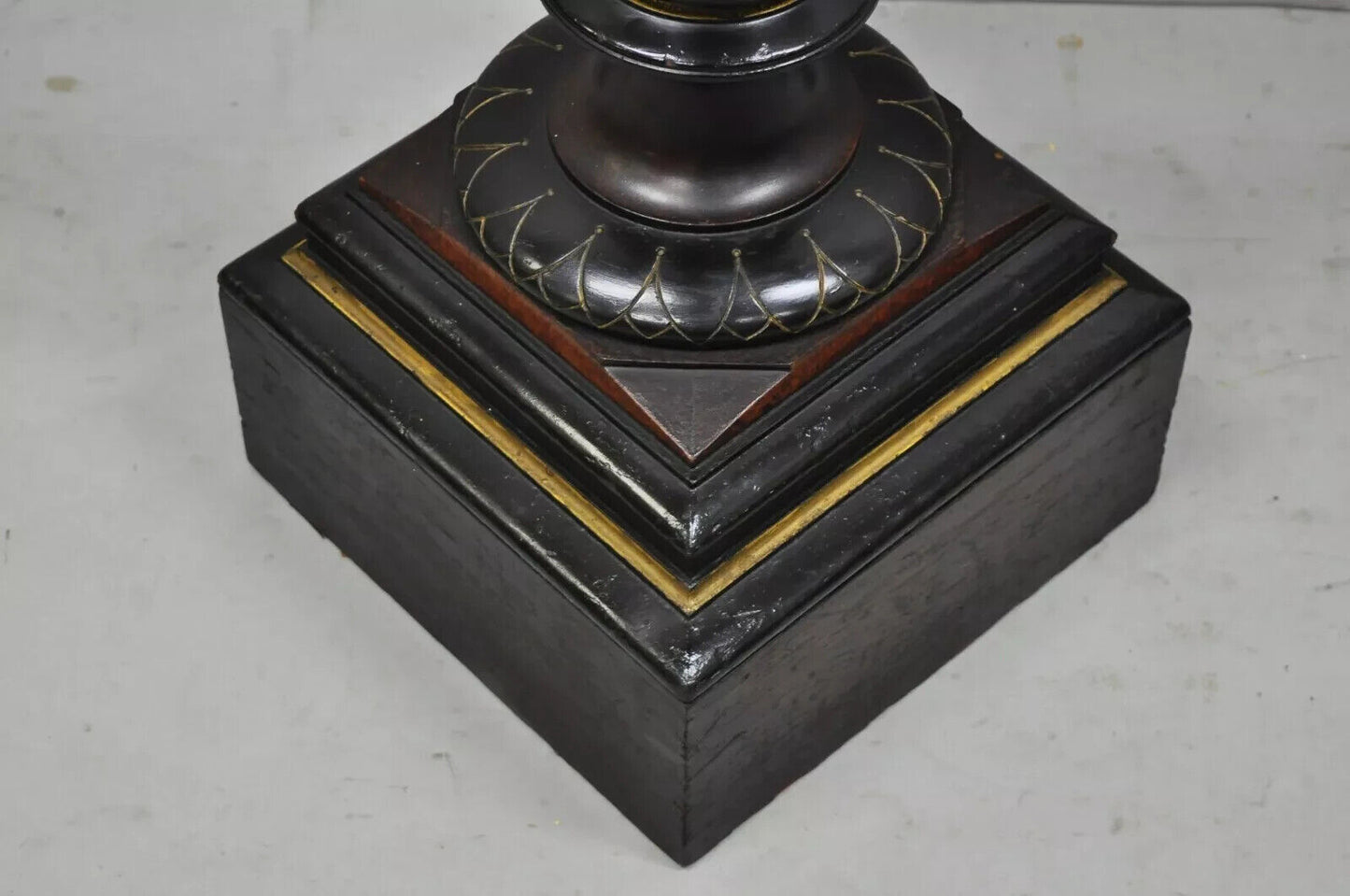 Antique Victorian Aesthetic Movement Ebonized Marble Top Pedestal Bust Stand