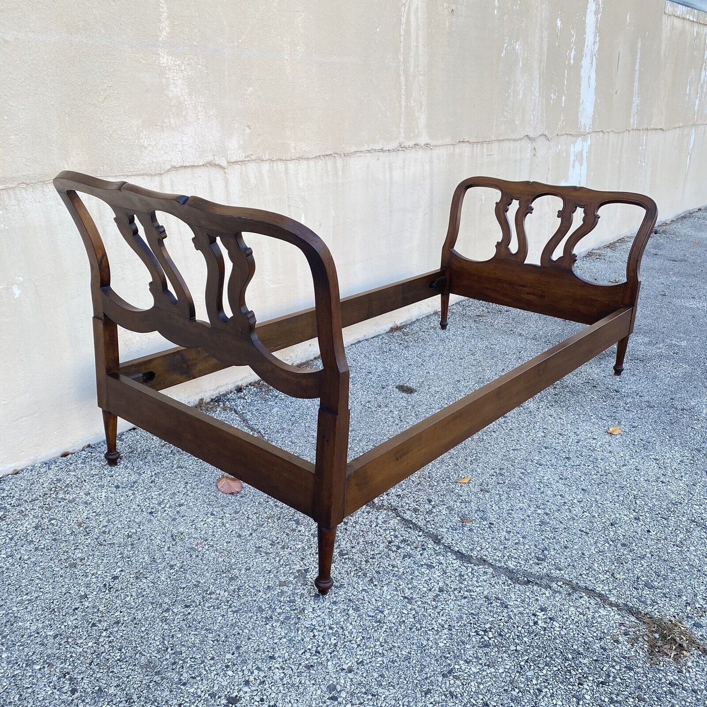 Vintage French Provincial Italian Cherry Wood Georgian Twin Bed Frame Daybed