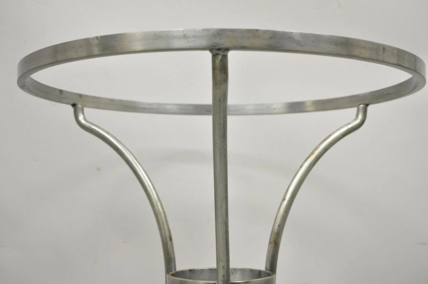 Italian Neoclassical Maison Jansen Style Steel & Brass Round End Tables - a Pair