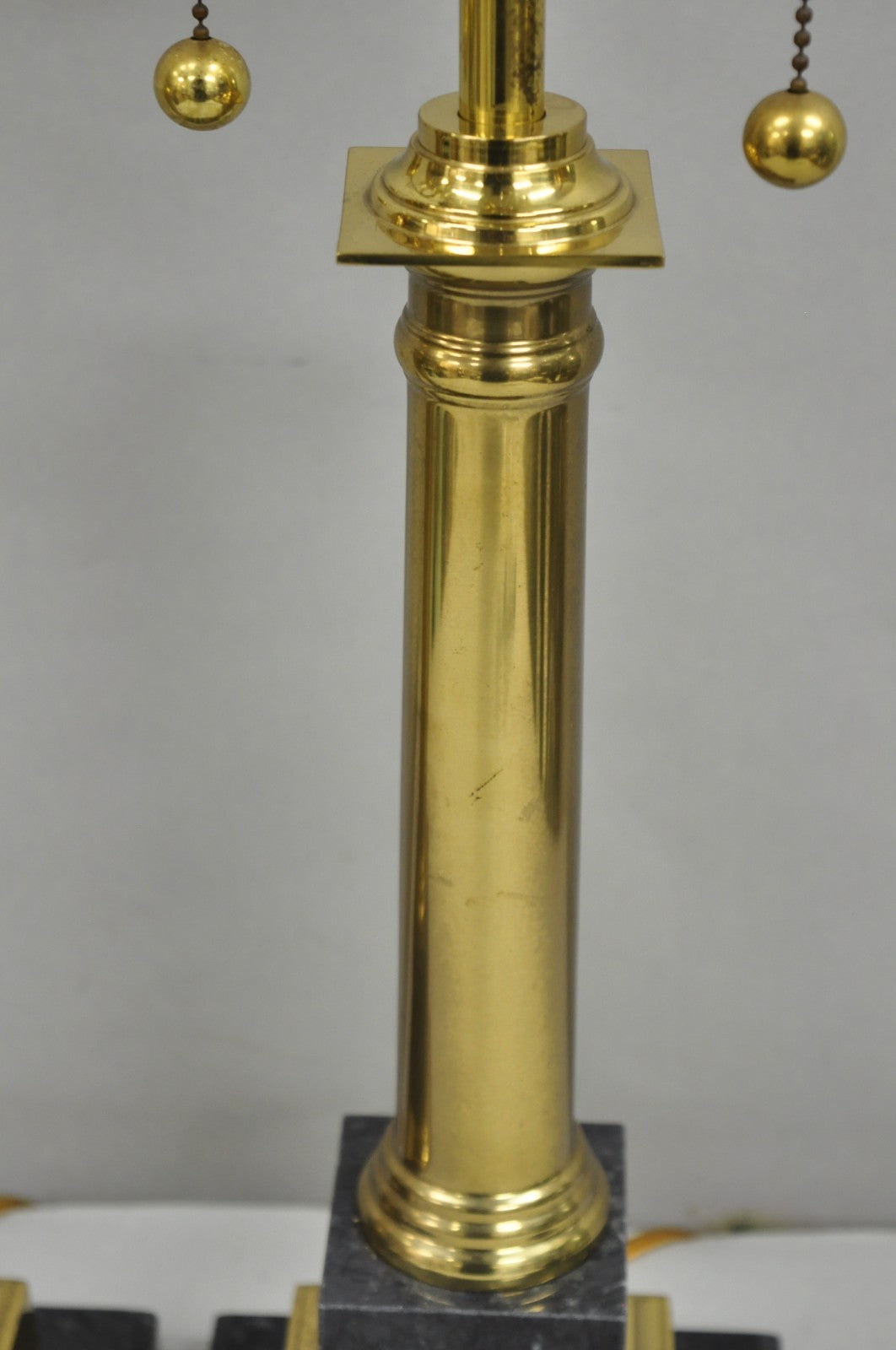 Vintage French Empire Brass & Italian Black Marble Column Table Lamps (B), Pair