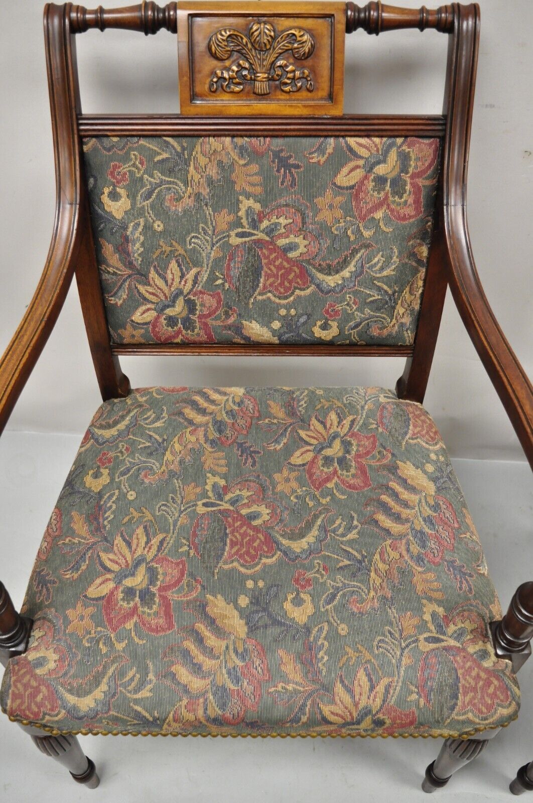 Vintage Mahogany English Sheraton Style Dining Chairs Prince of Wales - Set of 6