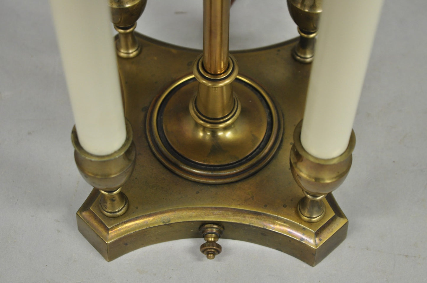 Vintage French Empire Style Brass Candlestick Bouillotte Desk Table Lamp