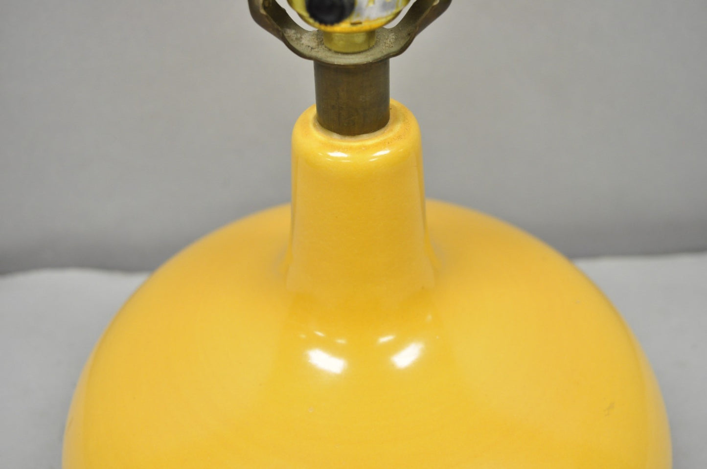 Mid Century Modern Lotte and Gunnar Bostlund Mustard Yellow Ceramic Table Lamp