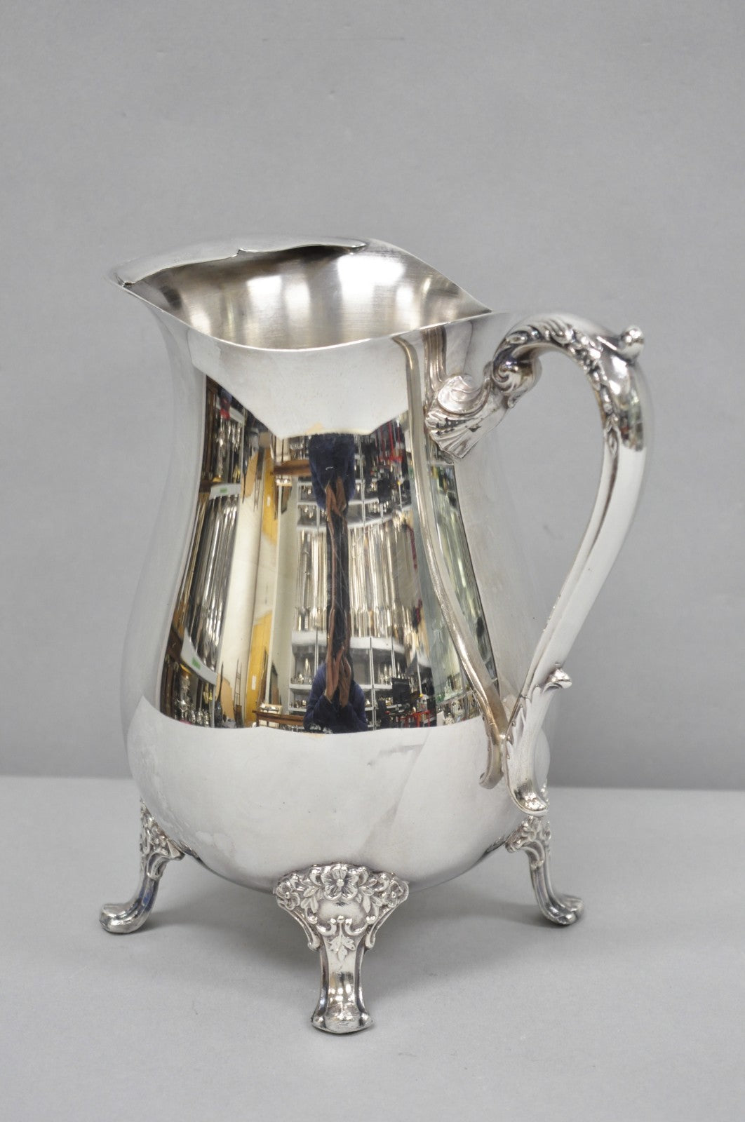 Vintage Kent Silversmiths Silver Plated Bulbous Victorian Footed Water Pitcher
