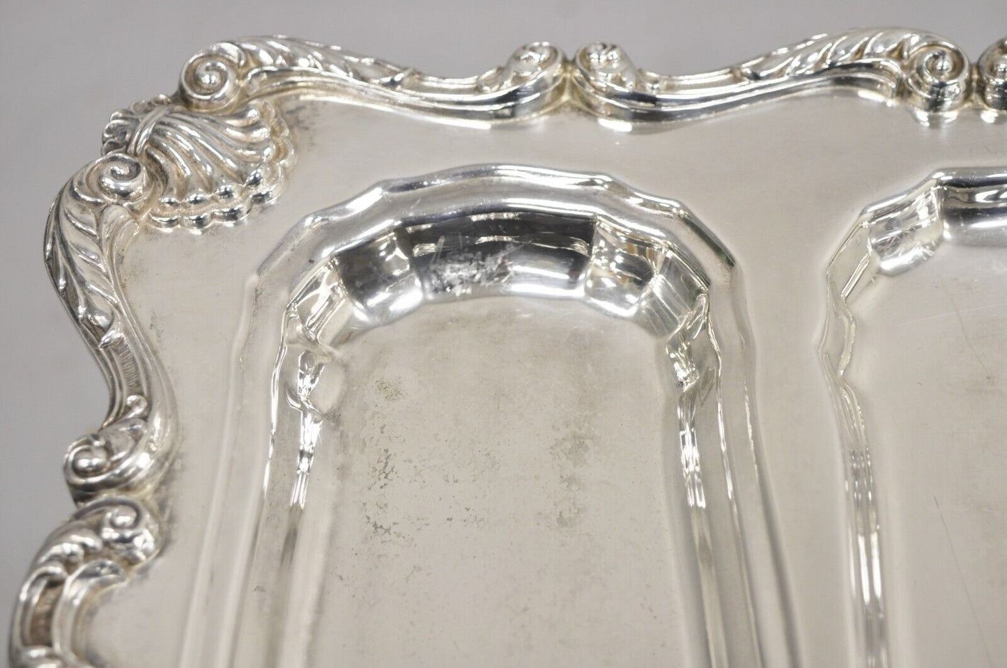 English Silver Mfg Co Victorian Silver Plated Meat Cutlery Serving Platter Tray