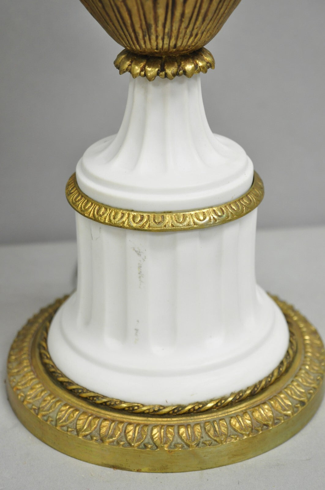 Antique French Louis XVI Style Gilt Bronze Porcelain Urn Table Lamps - a Pair