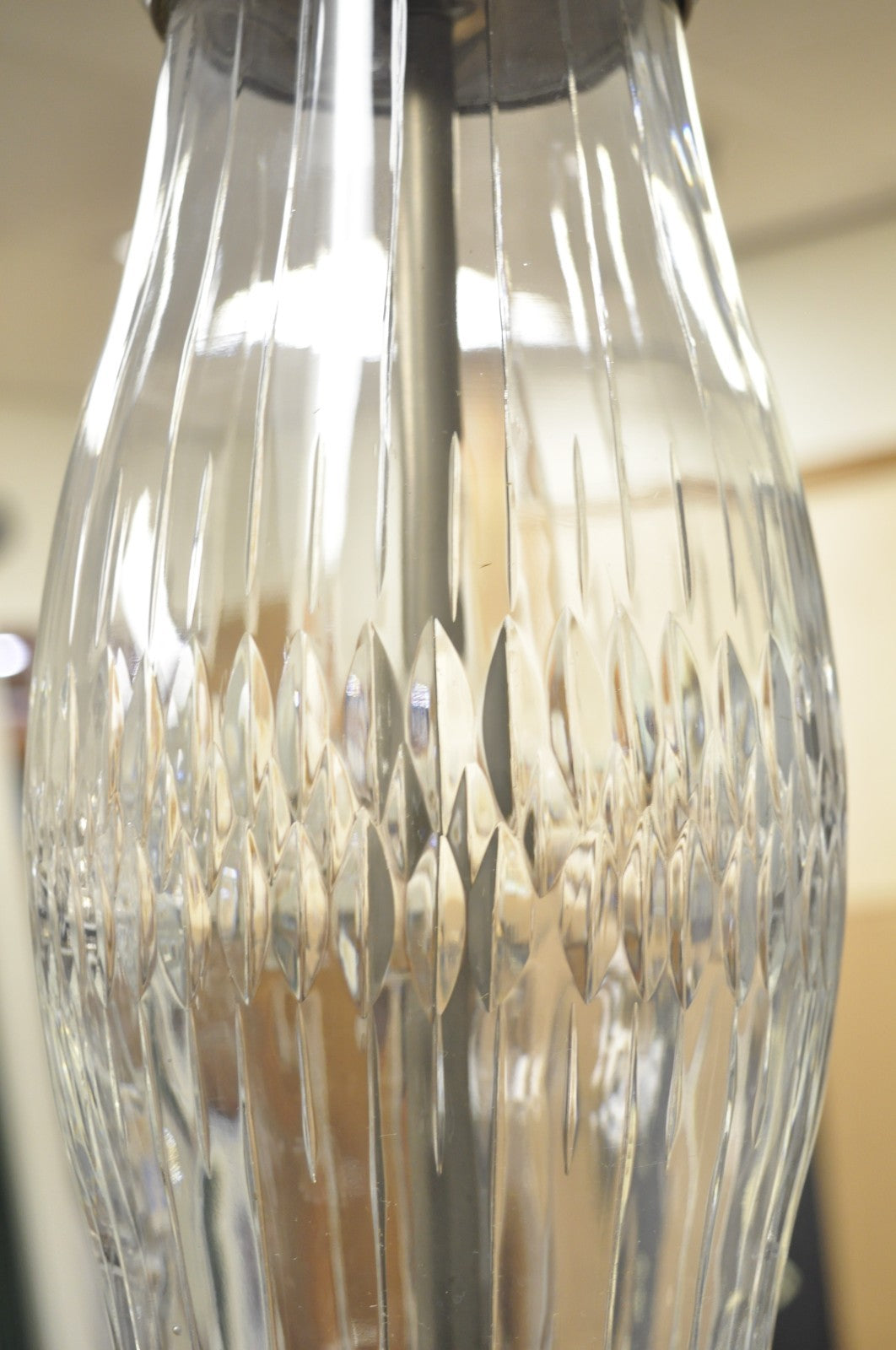 Vintage Bombay Co. Cut Crystal Glass Jardiniere & Brass Table Lamps - a Pair