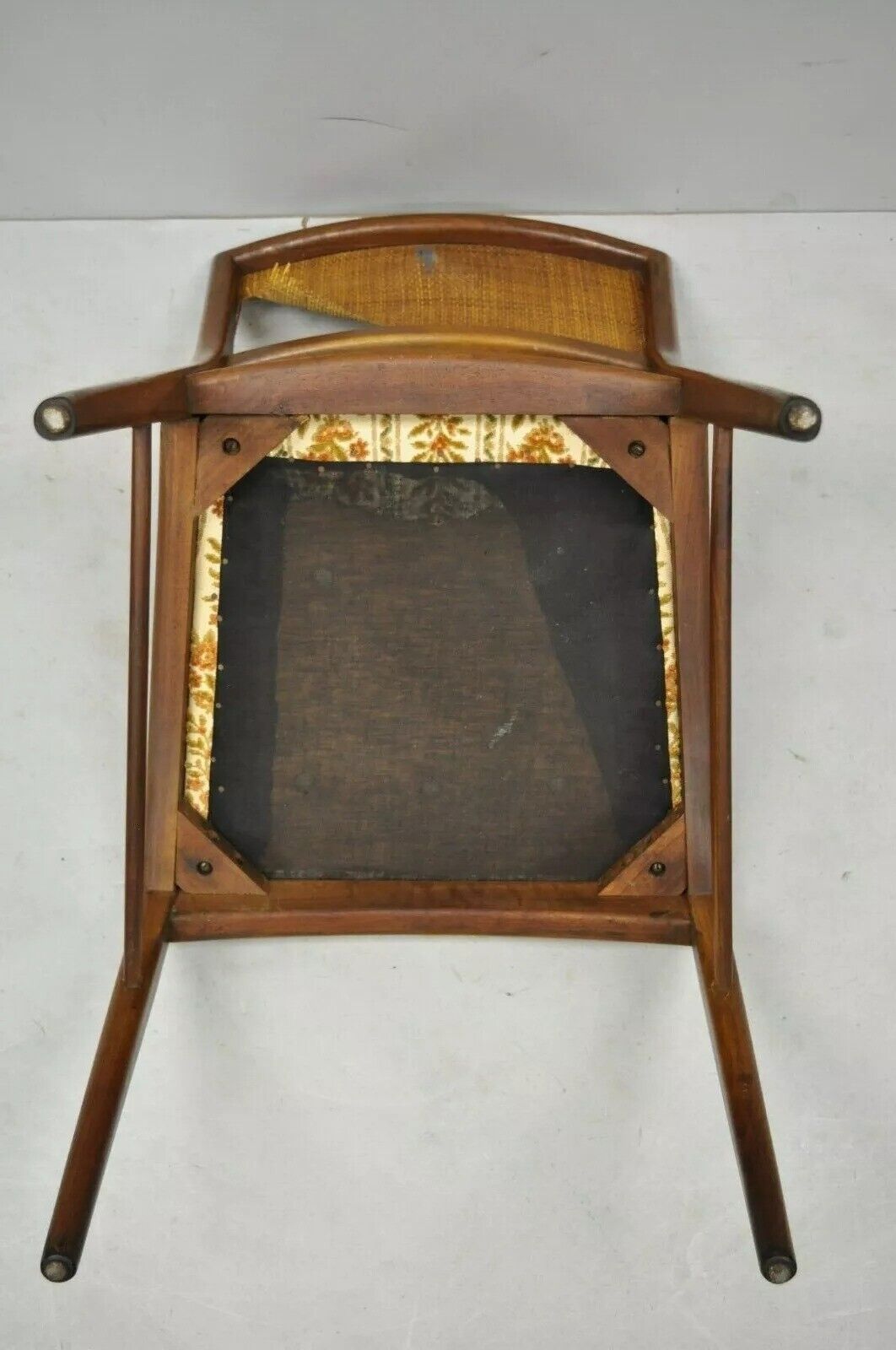 Vintage Mid Century Modern Paul McCobb Style Walnut Cane Dining Chairs - Set 4