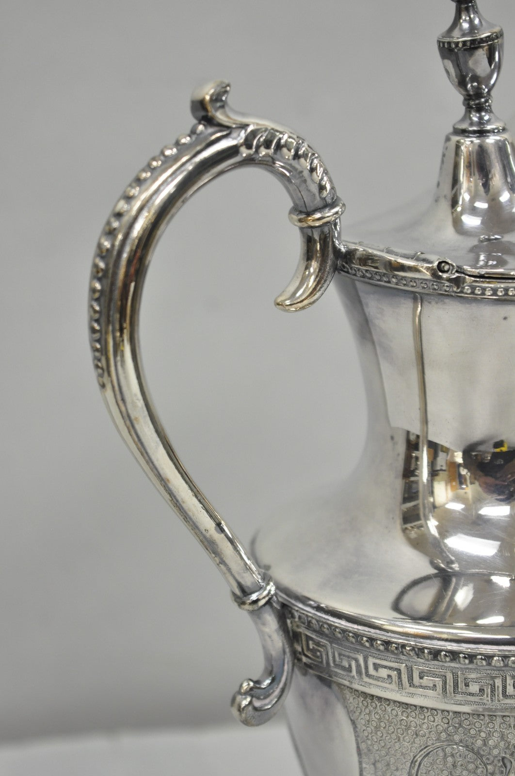 Antique English Victorian Silver Plated Floral Repousse Coffee Pot Teapot