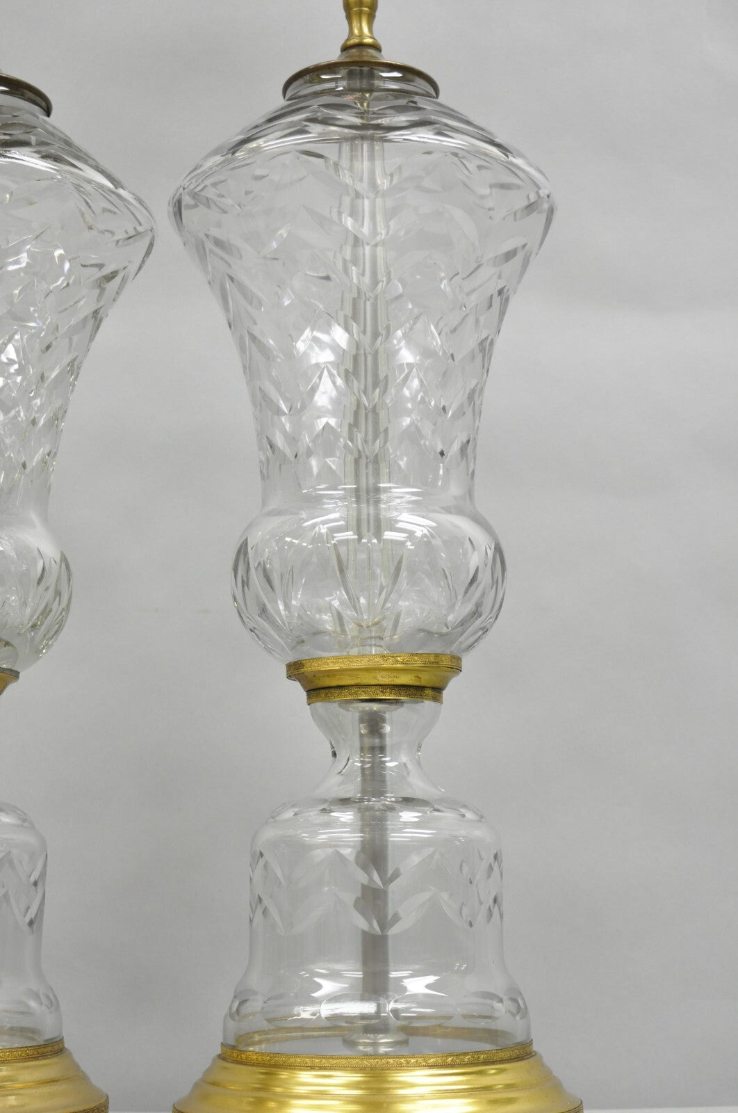 Vintage French Neoclassical Style Glass Urn Table Lamps Attr. Marbro - a Pair