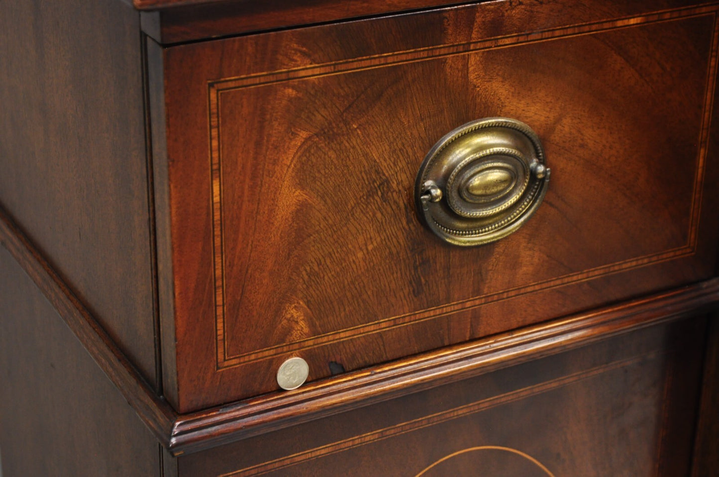 Antique Georgian Mahogany Bubble Glass Breakfront Cabinet Bookcase by Vanleigh