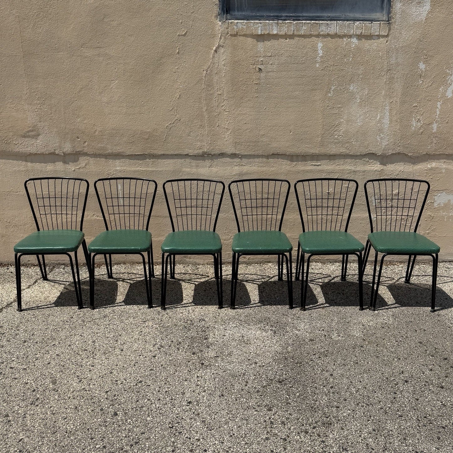 Vintage Daystrom Mid Century Modern Black Metal Kitchen Dining Chairs, Set of 6