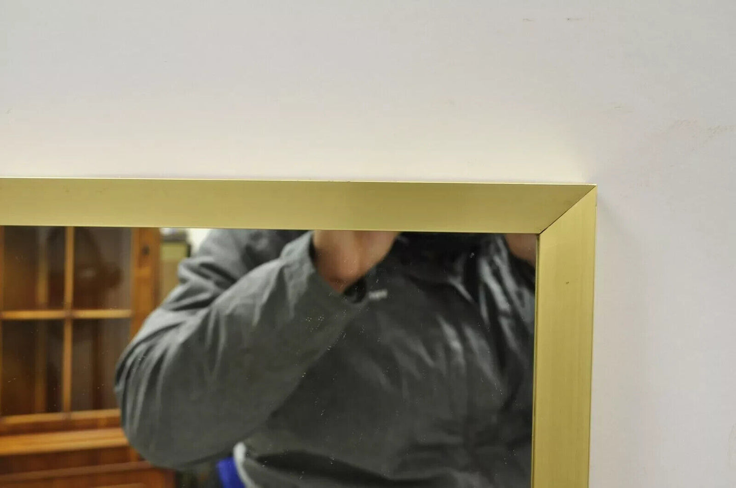Vintage Friedman Brothers Brass Frame Modernist 38" Square Modern Wall Mirror