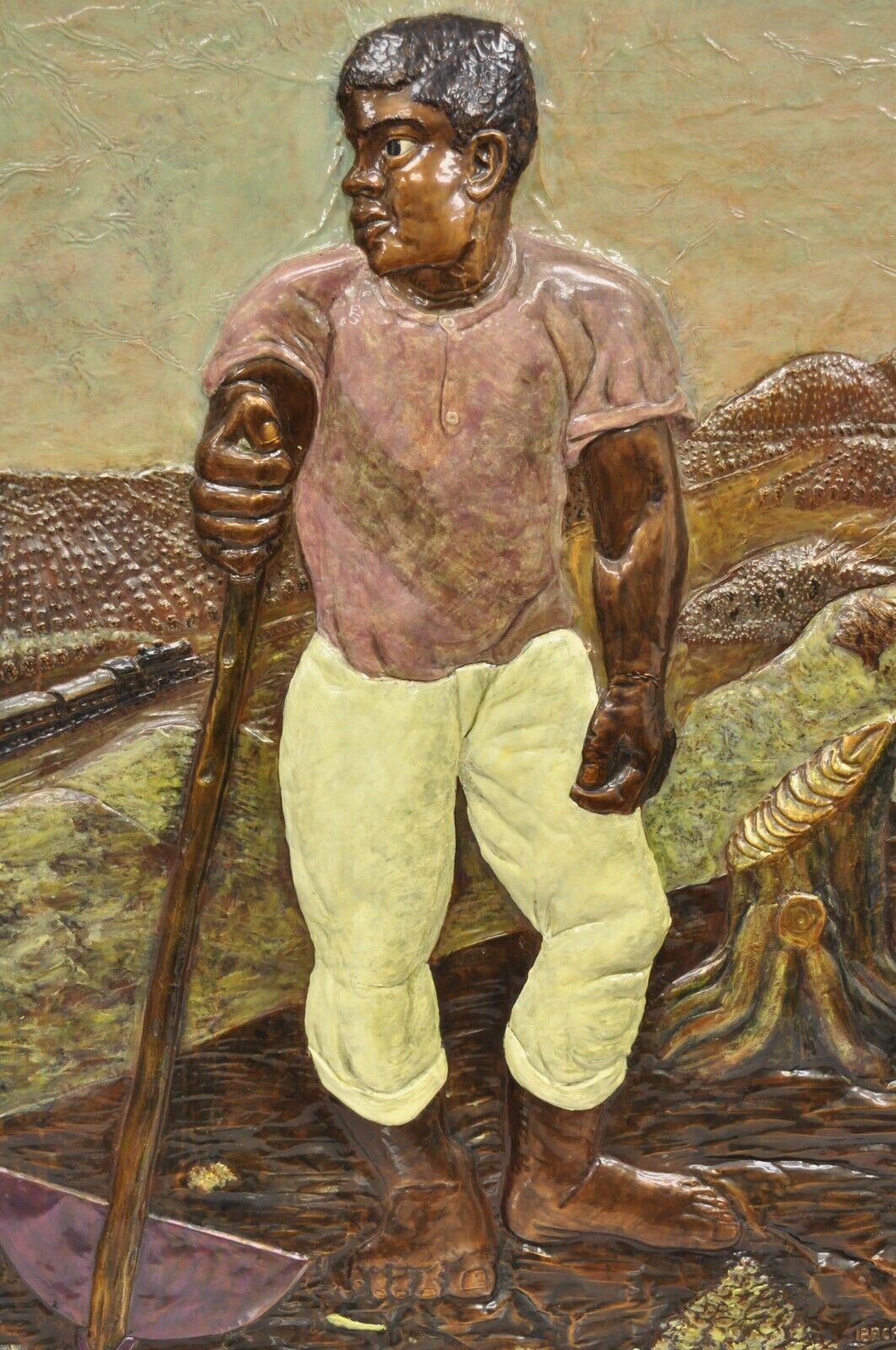 Alma Ibacache 3D Debossed Painted Copper Metal Wall Art Brazilian Lumberjack