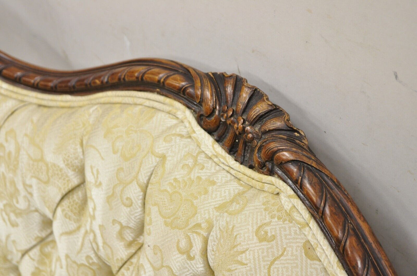 Antique French Louis XV Style Carved Walnut Serpentine Settee Sofa Loveseat