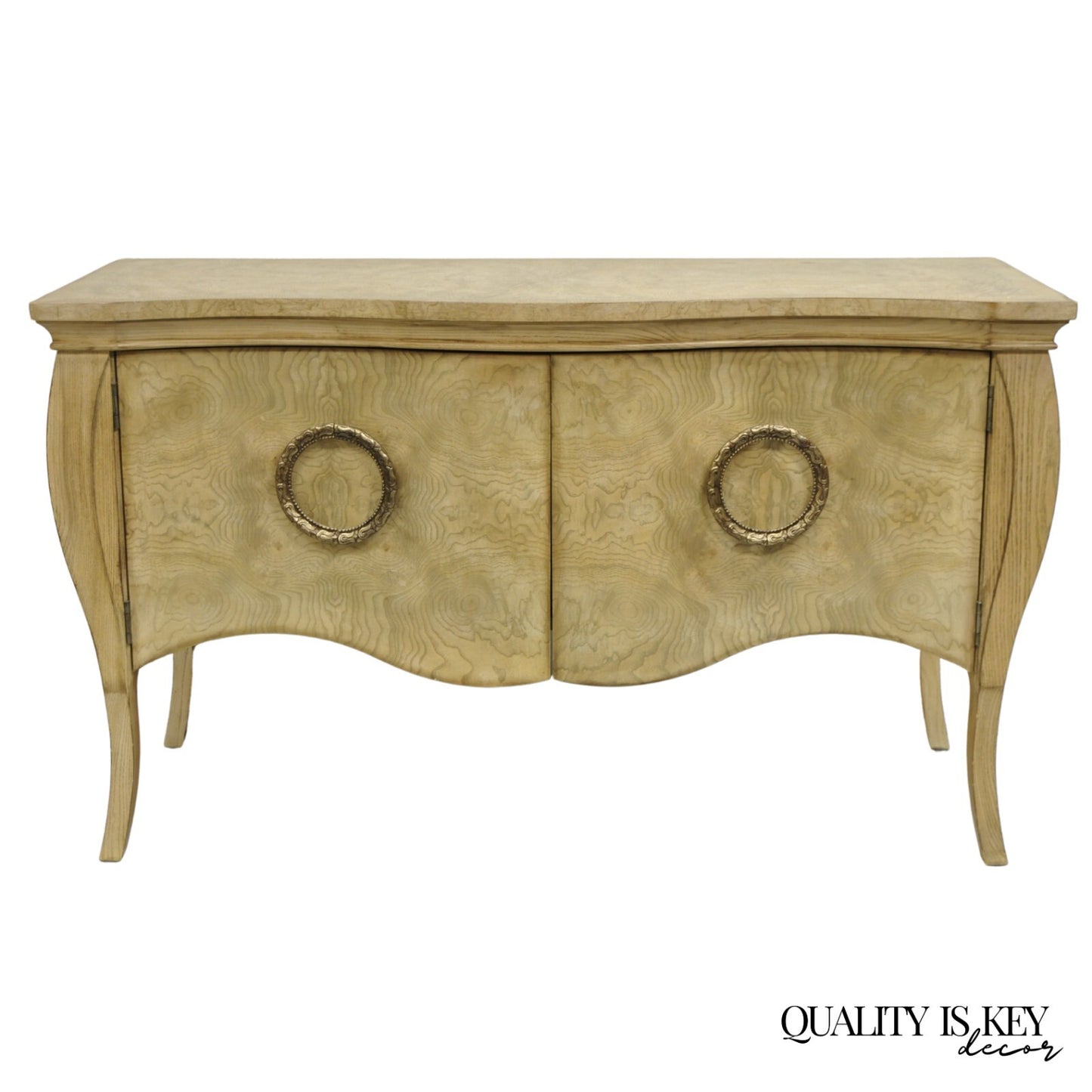 Insignia Drexel Heritage Italian Provincial Burl 2 Door Bombe Cabinet Commode