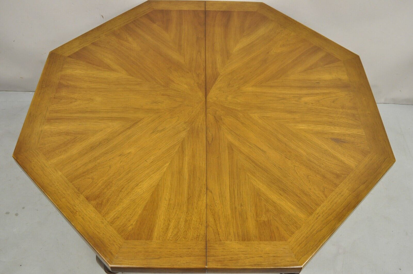 Vintage Drexel Esperanto Mid Century Walnut Octagonal Spanish Style Dining Table