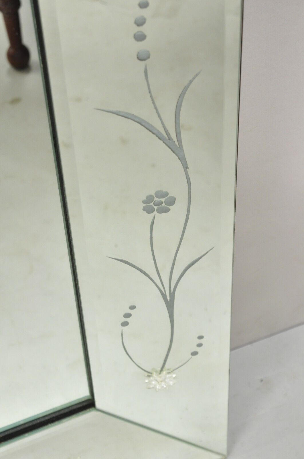 Vintage Hollywood Regency Venetian Style Etched Frame 42x66 Wall Mirror