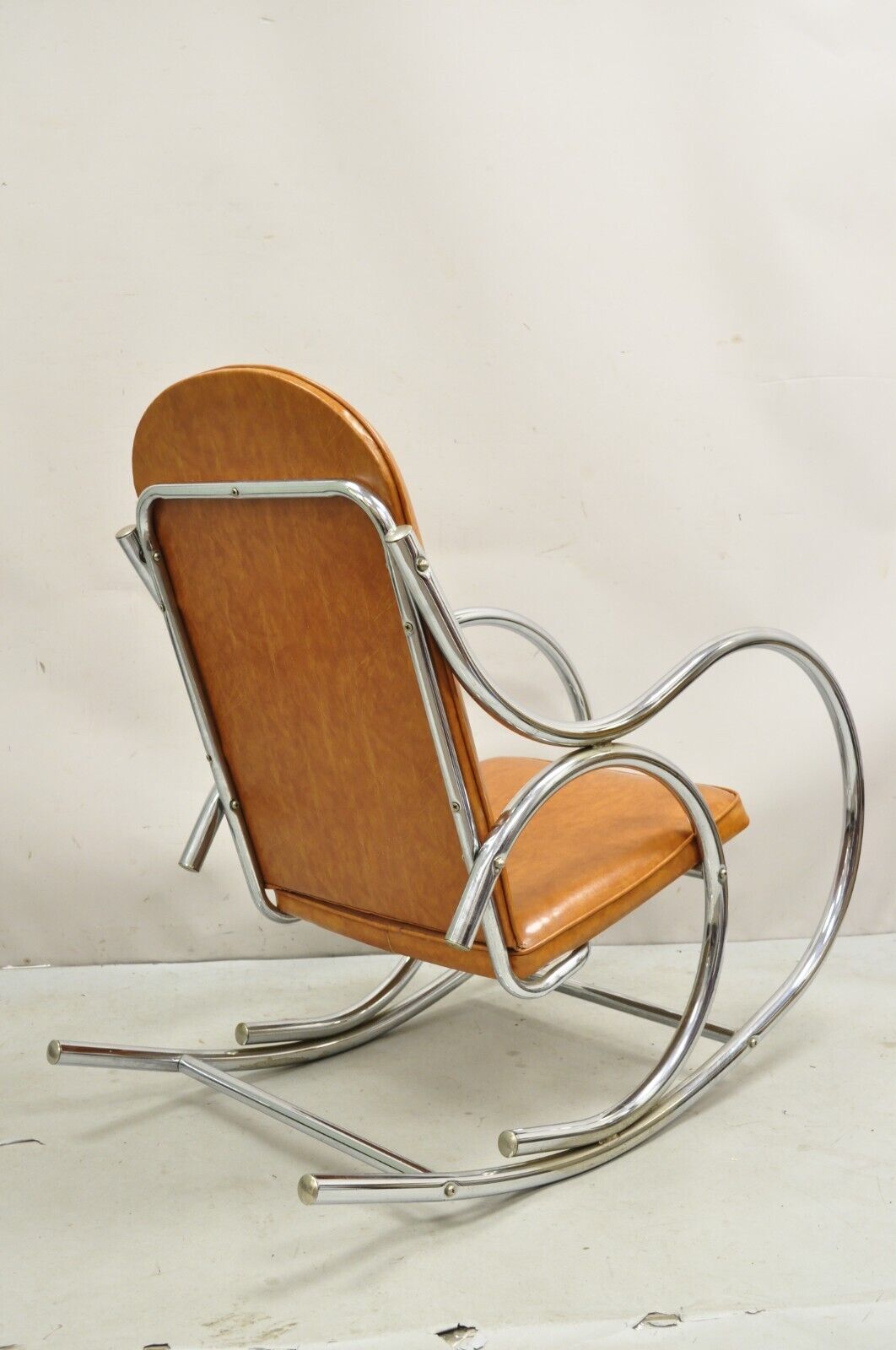 Mid Century Modern Milo Baughman Style Chrome Thonet Rocking Chair Rocker