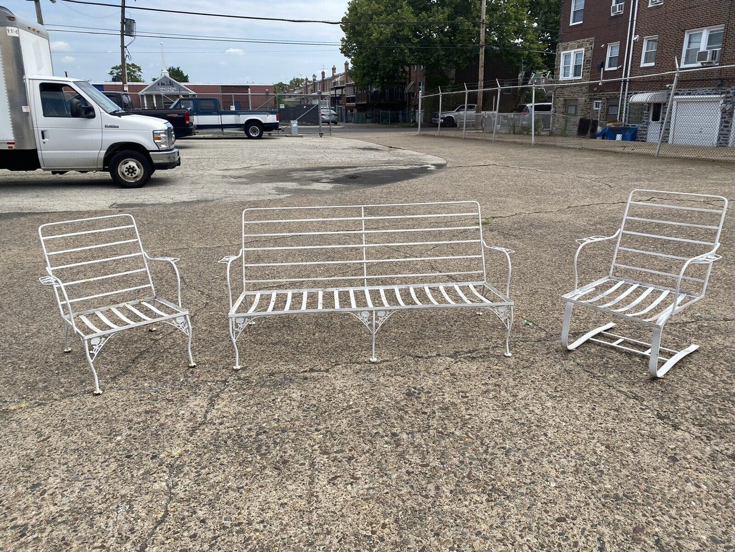 Vintage Meadowcraft Dogwood Wrought Iron Garden Patio Set Sofa Chairs - 3 Pc Set