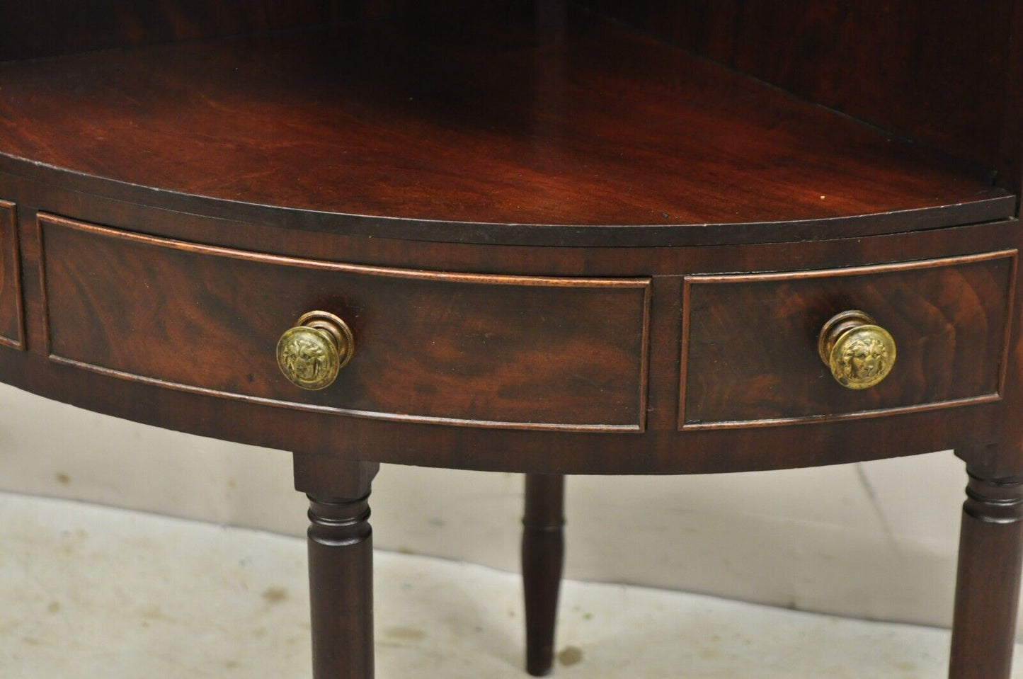 Antique Georgian Mahogany Corner Washstand Side Table with Drawer