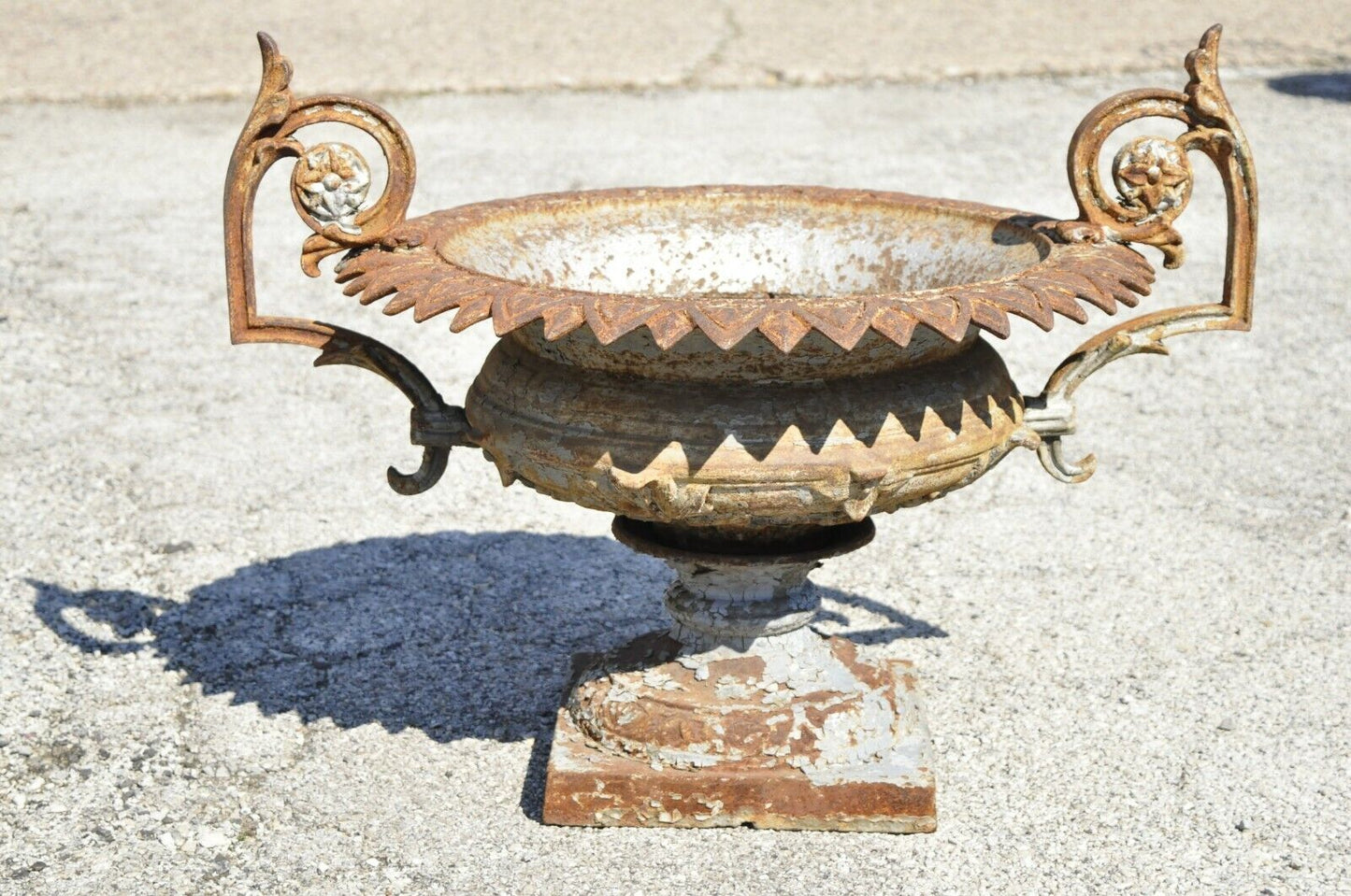 Antique J.W. Fiske attr. French Cast Iron Urn Garden Planter with Twin Handles