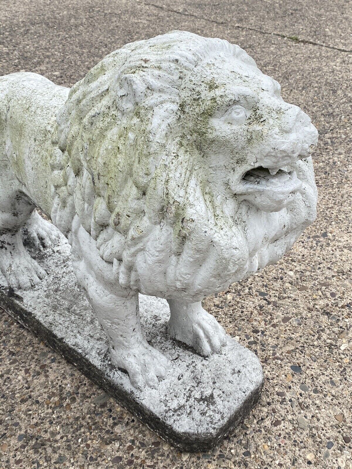 Large Vintage Classical Style Standing Lion Cement Guardian Garden Statue - Pair