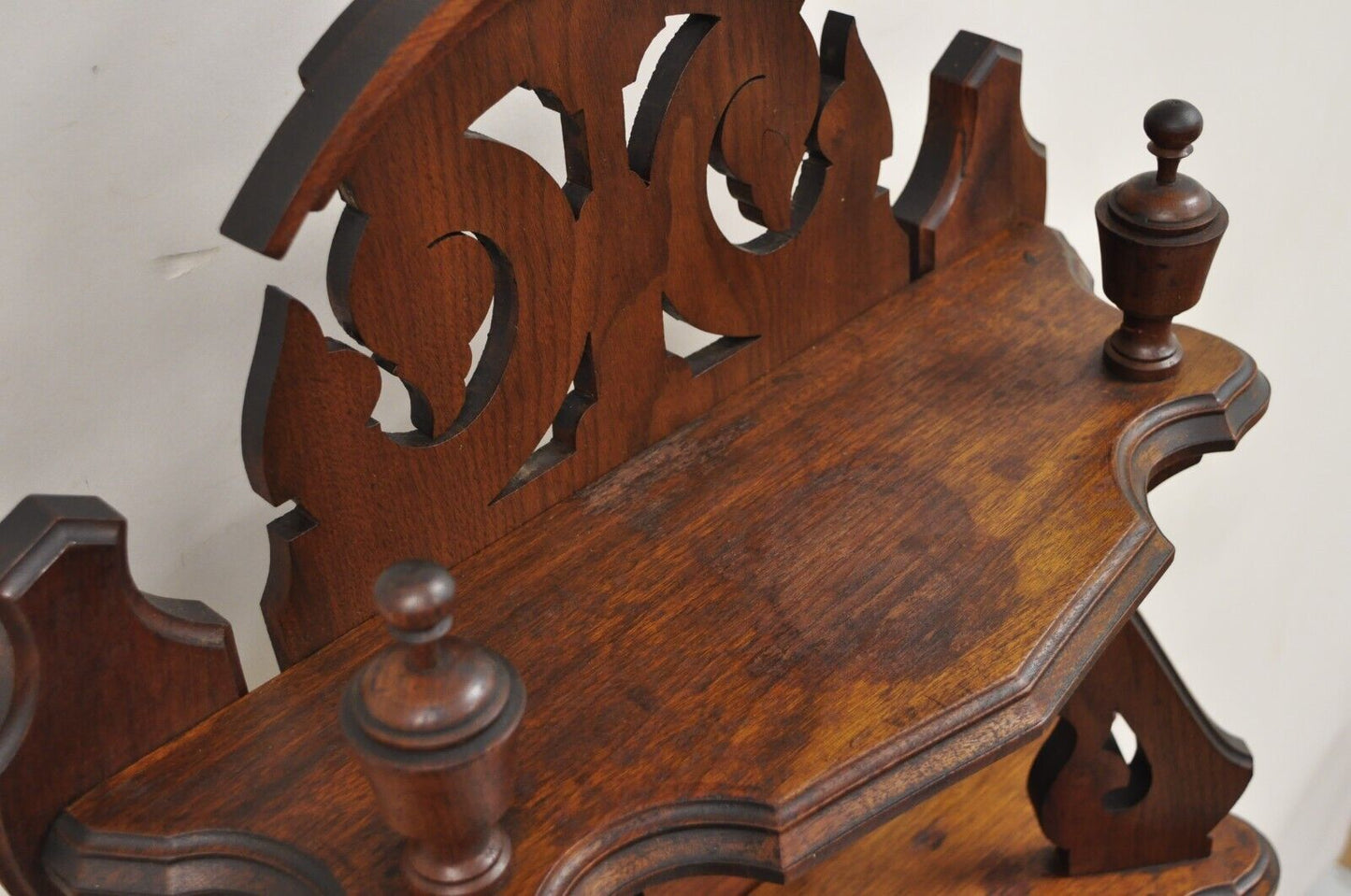 Antique Eastlake Victorian Carved Walnut 5 Tier Etagere Curio Whatnot Stand