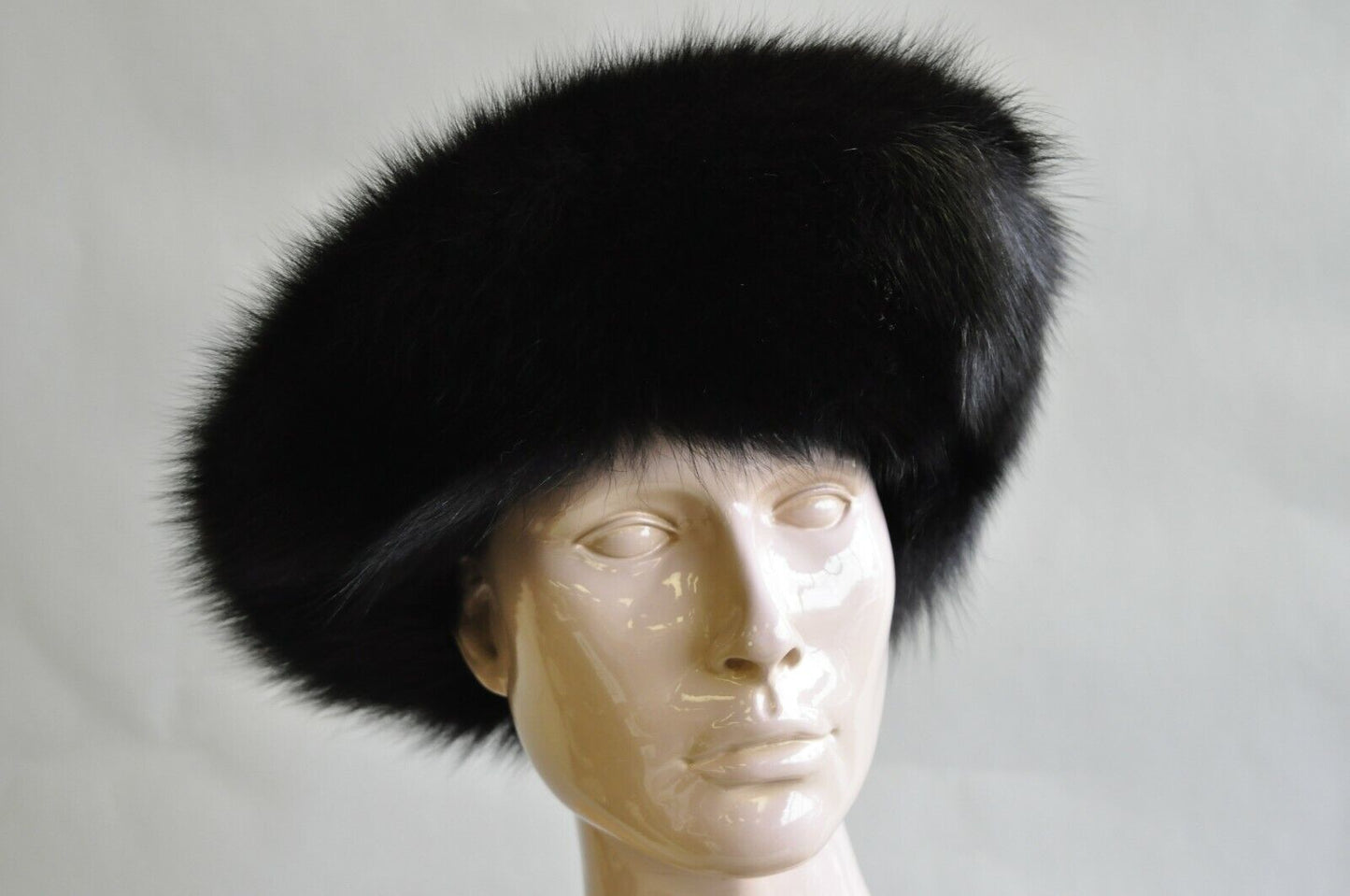 Vintage Boutique Kate's Canada Black Leather Snakeskin Mink Fur Church Derby Hat