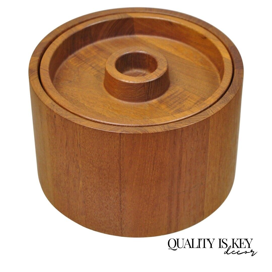 Mid Century Danish Modern Dansk Teak Lidded Ice Bucket by Quistgaard