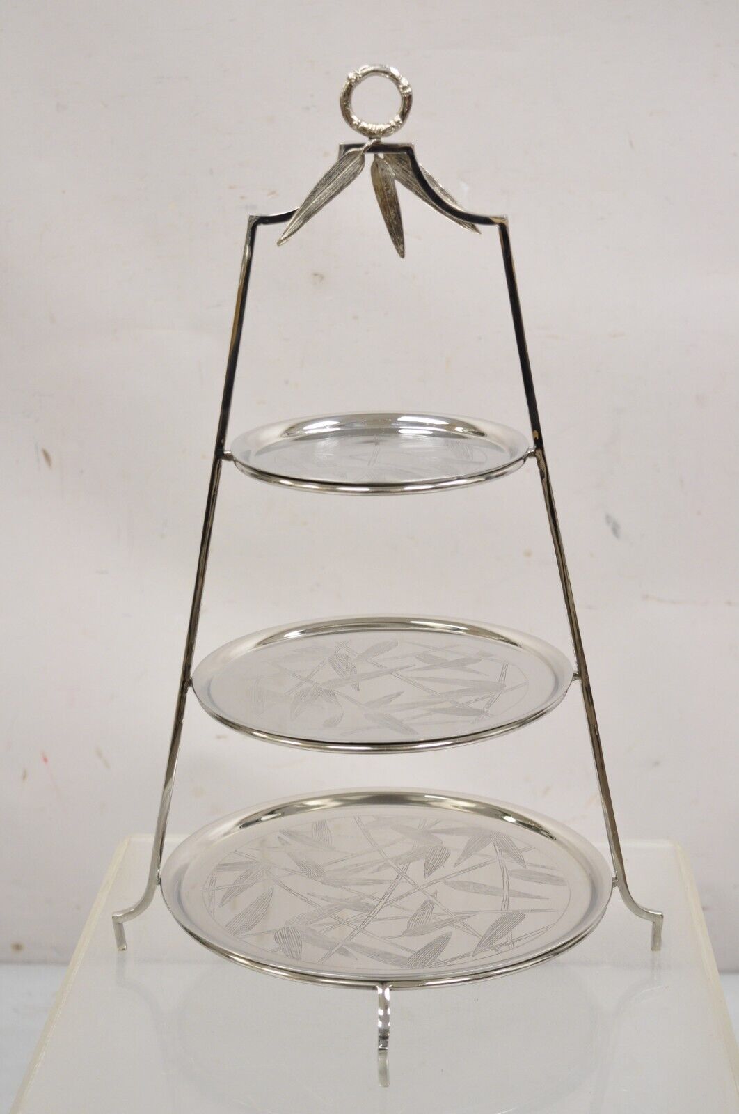 Michael Aram Hollywood Regency Silver Plated 3 Tier Pastry Display Stand