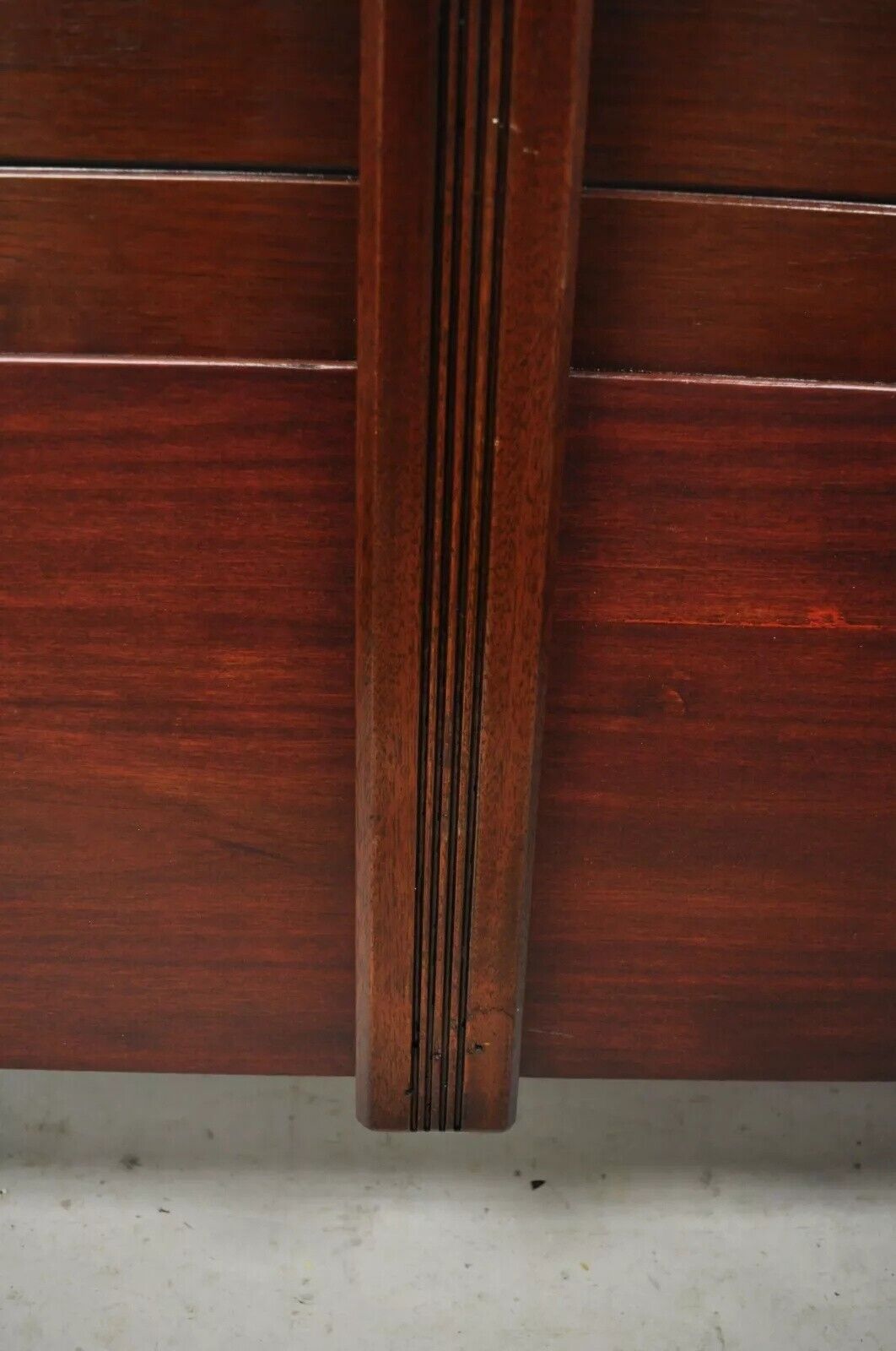 Herts Brothers Edwardian Mahogany Brass Satinwood Inlay Queen Bed Headboard