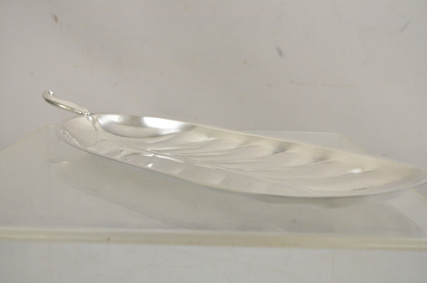 F.B. Rogers Silver Plate Oval Leaf Form Serving Tray Platter with Handle