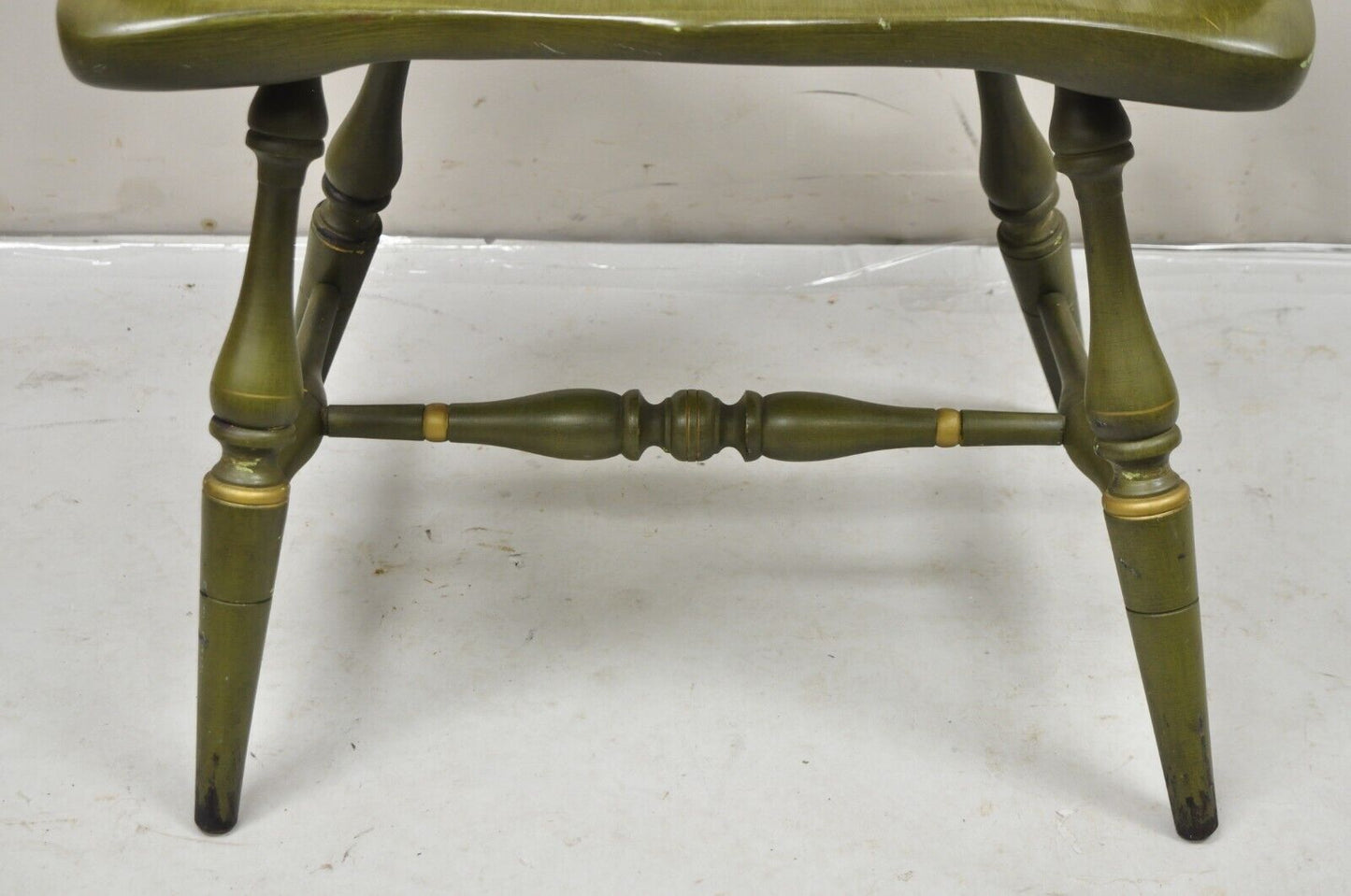 Vintage Ethan Allen Green Chancellor's Chair Stencil Painted Hitchcock Style