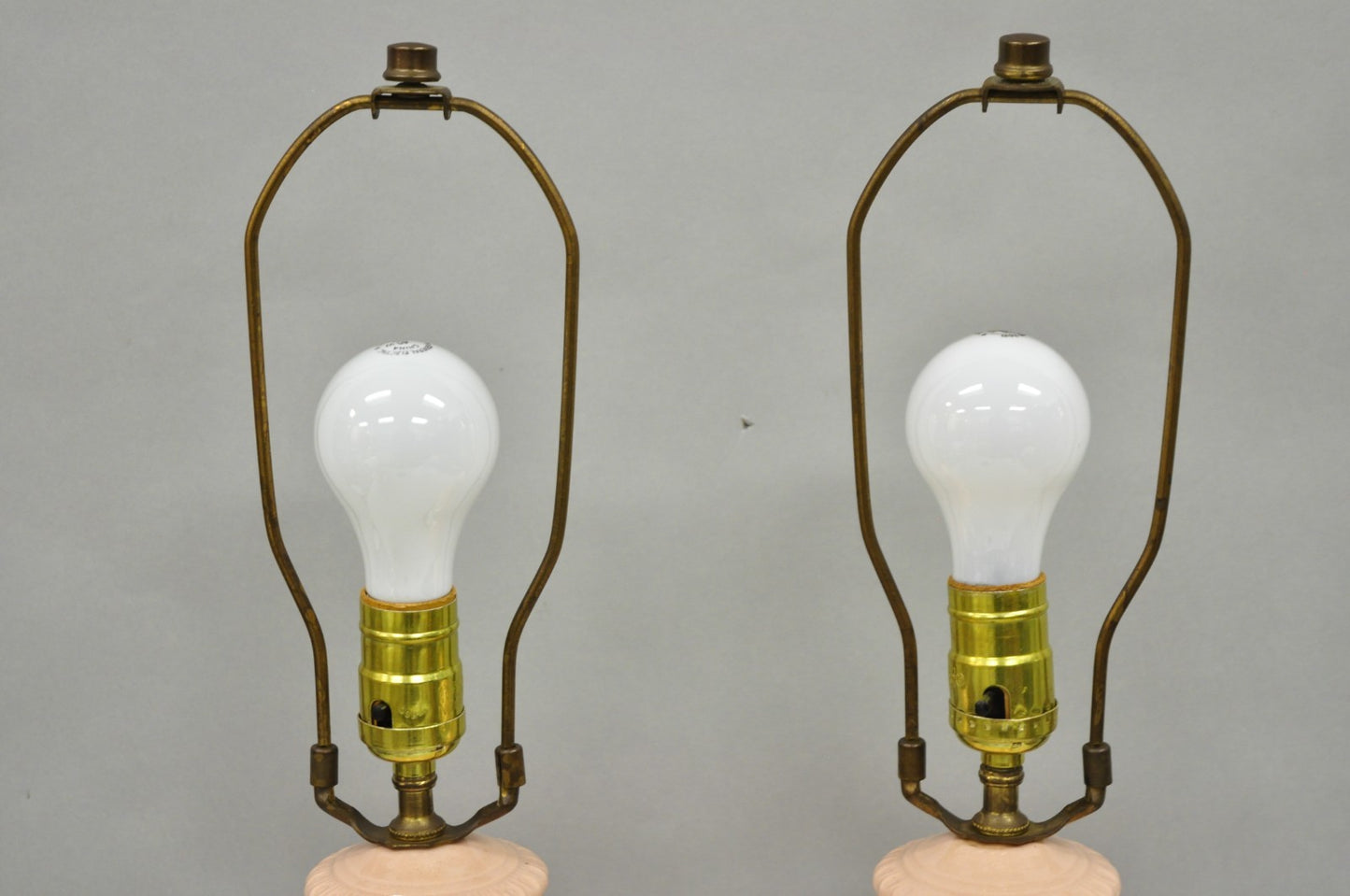 Vintage Italian Neoclassical Pink Porcelain Urn Table Lamps w/ Bearded Man, Pair