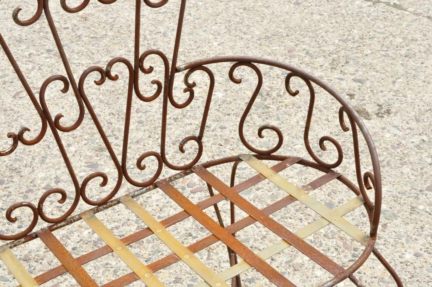 Vintage Victorian Style Fancy Scrolling Wrought Iron Garden Patio Bench Loveseat