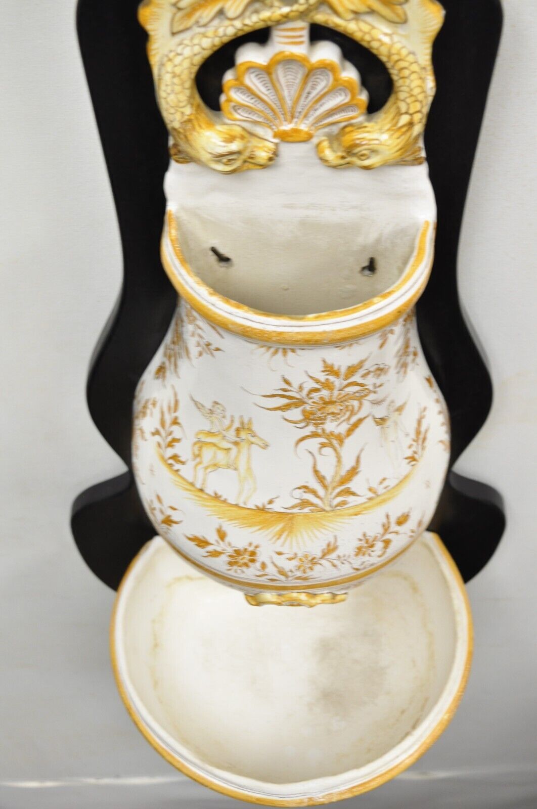 Vintage French Country Lavabo Italian Porcelain Painted Wall Washbasin Sink