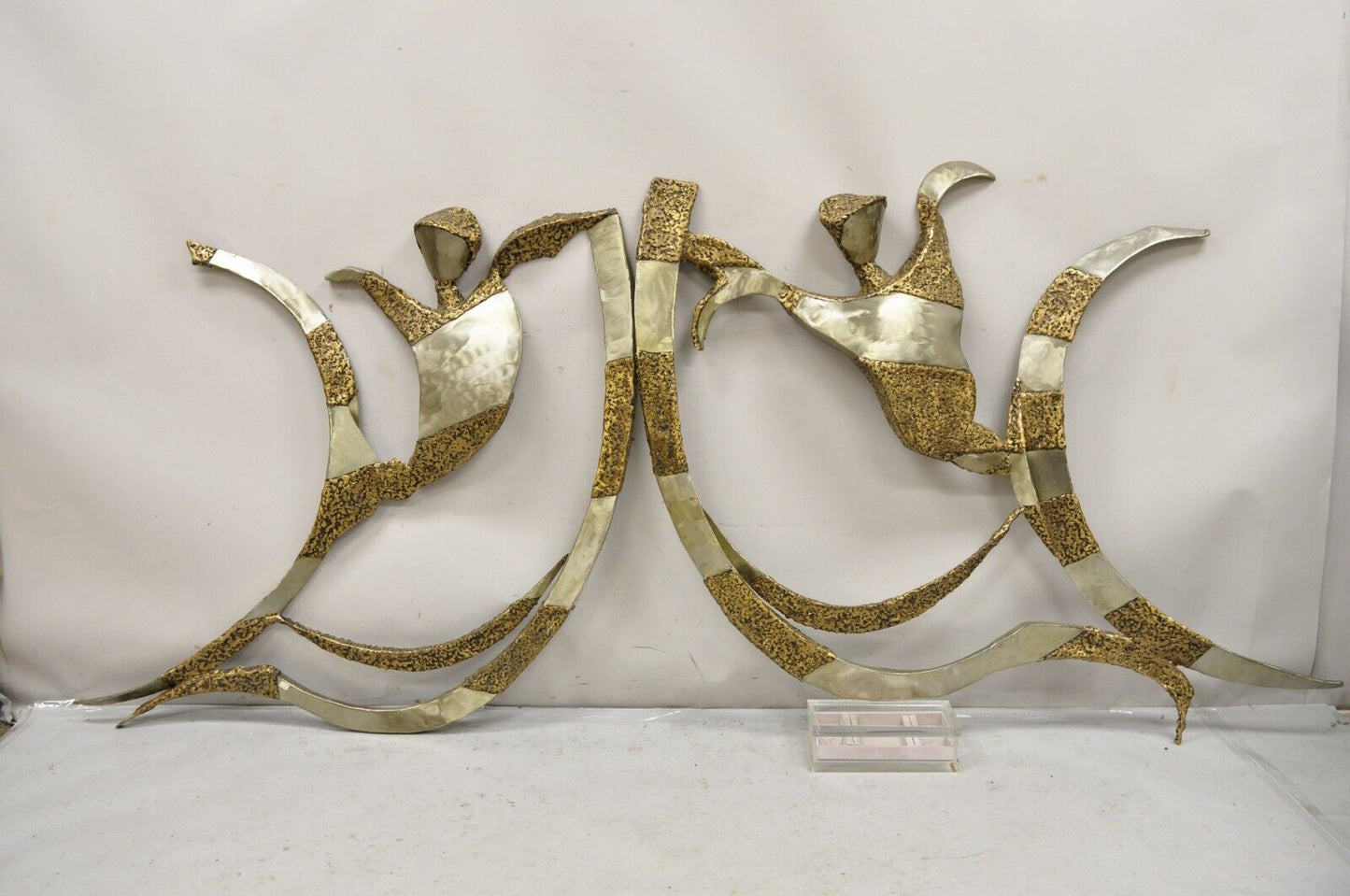 Colbert Collins 1986 Male and Female Dancers Brutalist Wall Sculptures 2 Pc Set