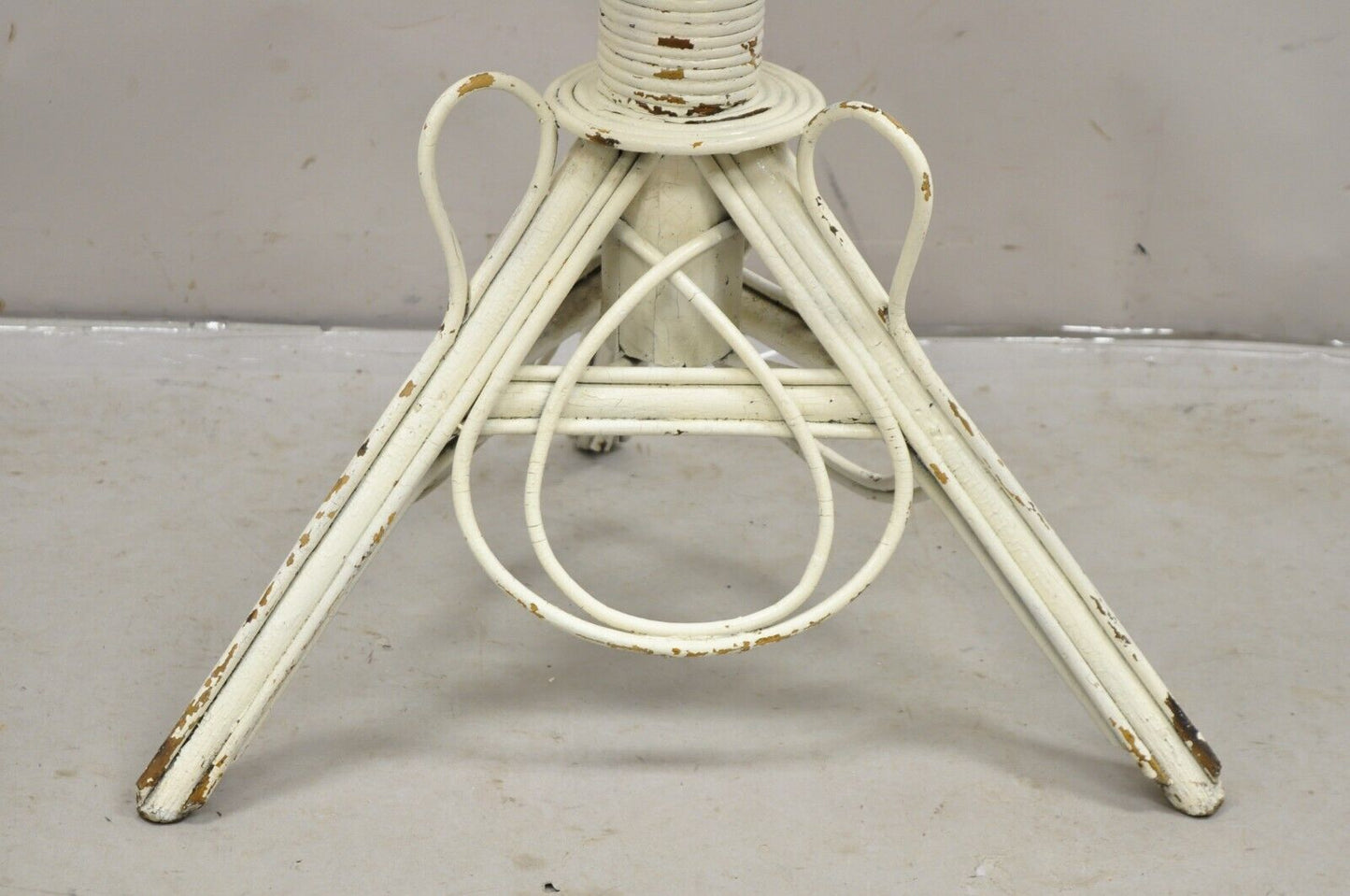Antique Victorian Bentwood Wicker Rattan White Painted Accent Side Table