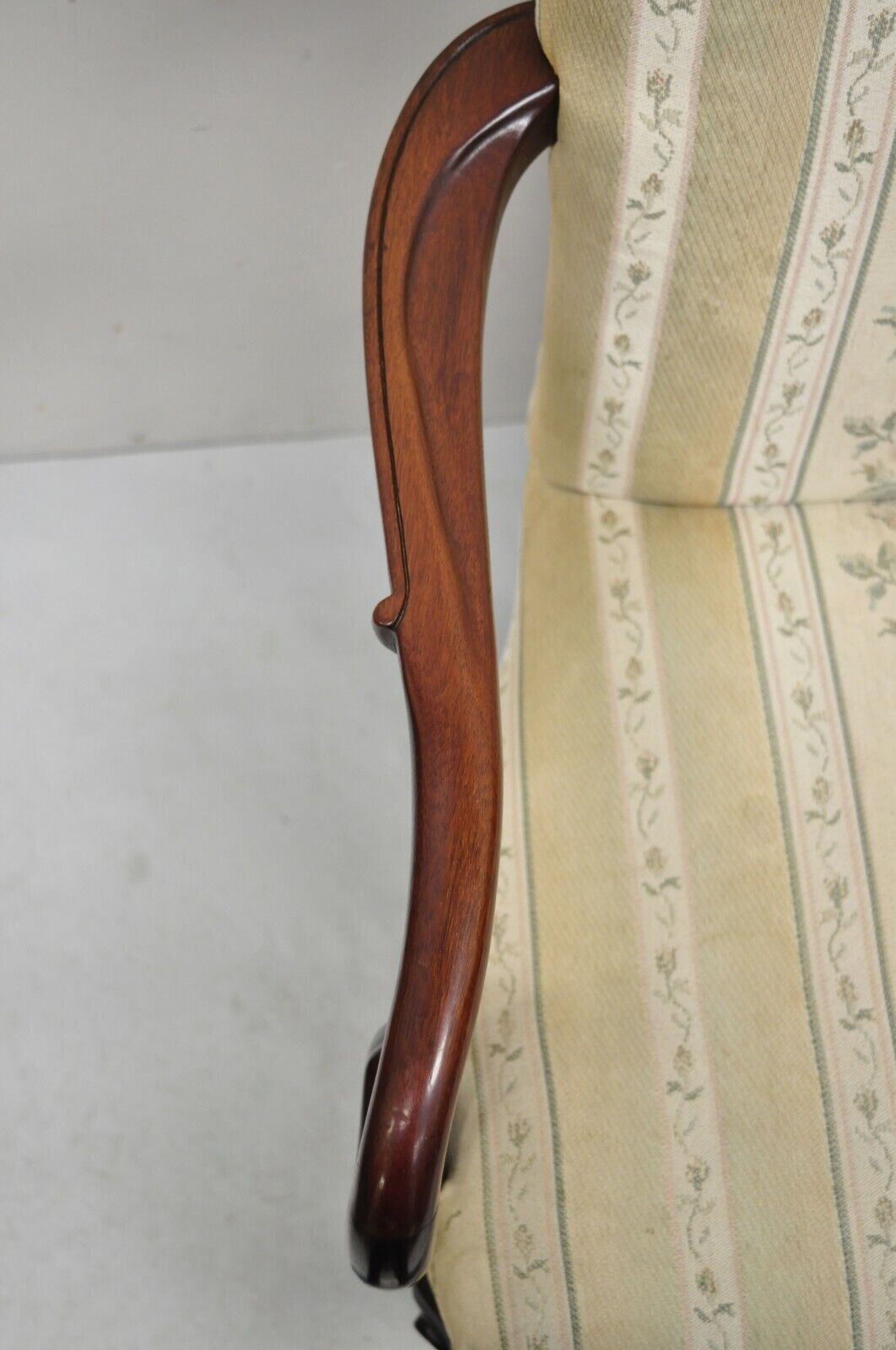 Vintage Pennsylvania House Queen Anne Style Upholstered Gooseneck Arm Chair