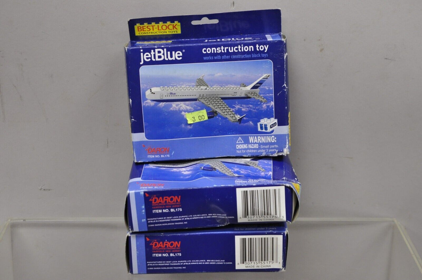 2003 Daron Jet Blue Airplane Plane Construction Toy Lego Block Model BL175 NOS