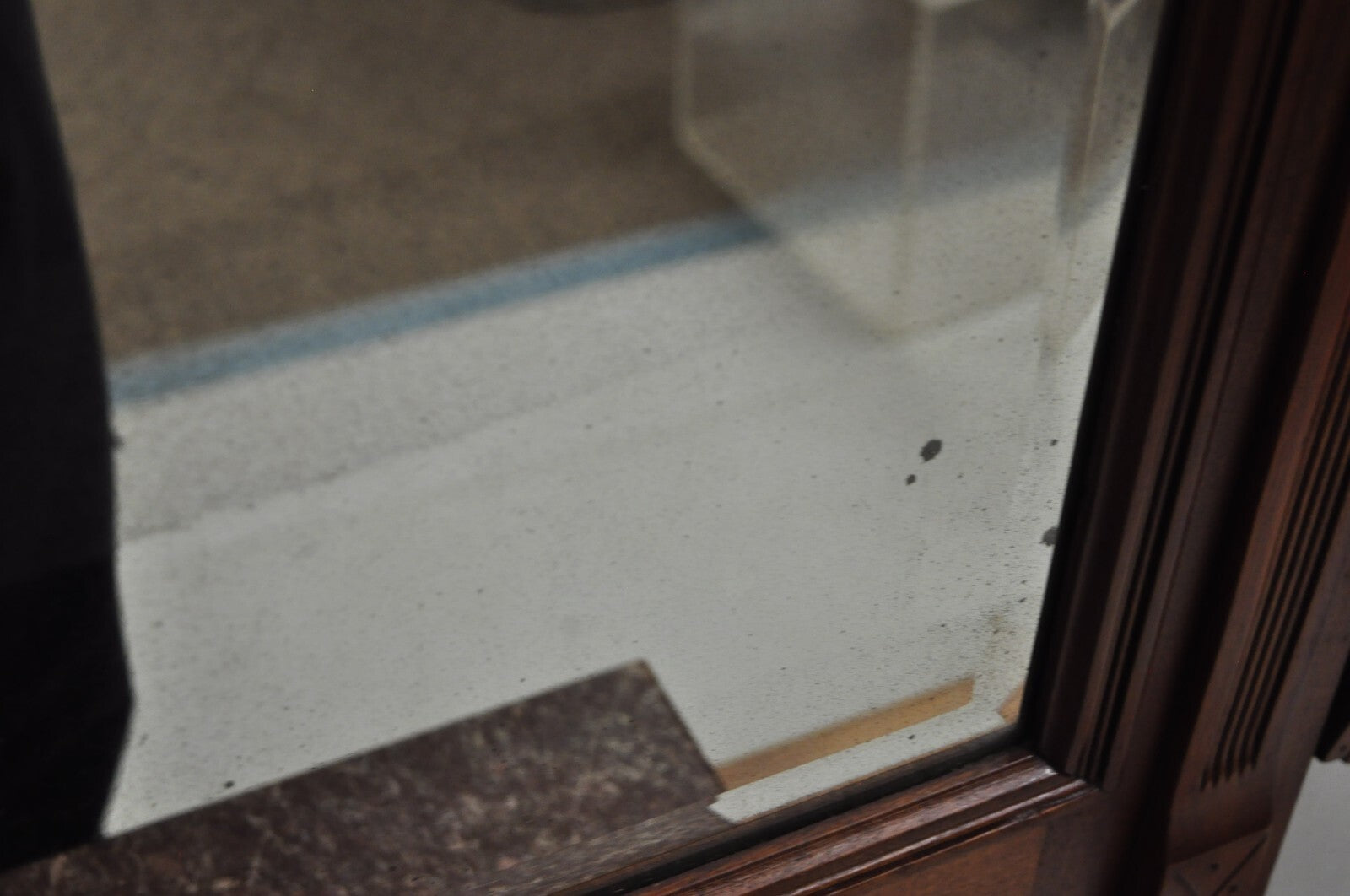 Antique Eastlake Victorian Walnut Marble Top Umbrella Stand Hall Tree Mirror